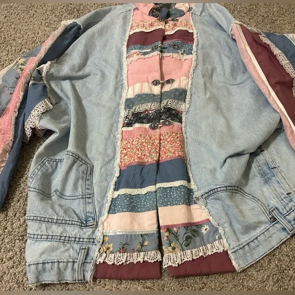 Levi's Multicolor Patchwork Upcycled Denim Jacket Lace SilverTab Women's OneSize - Picture 5 of 15